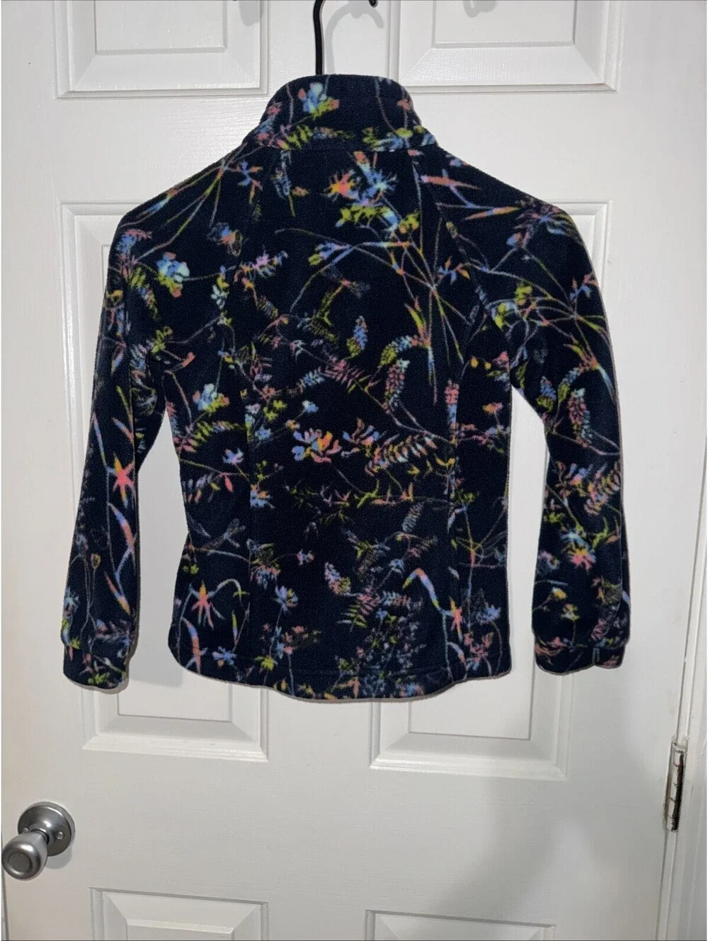 Columbia Girls Fleece Navy Blue Floral Jacket Size Small